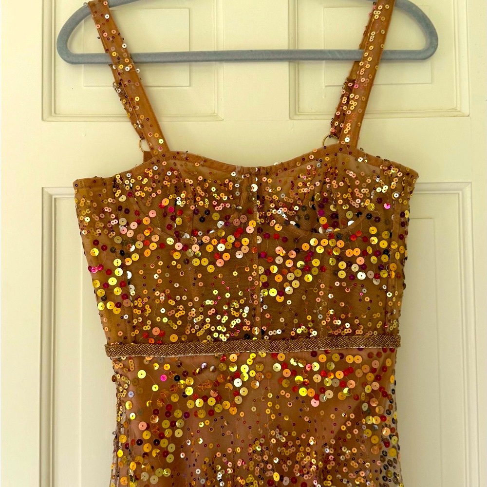 Bronx and Banco Sequin Maxi Dress in Gold and Pink - Picture 6 of 11